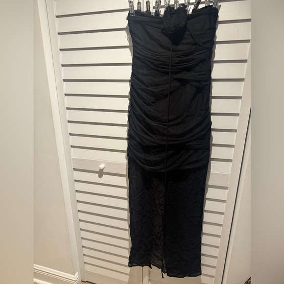 Zara Black Ruched Maxi Dress - Picture 1 of 3
